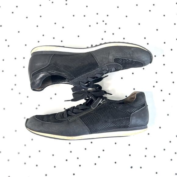 🌱 PAUL GREEN 🌱 black leather suede sneakers size 9,5 zipper - Picture 3 of 12